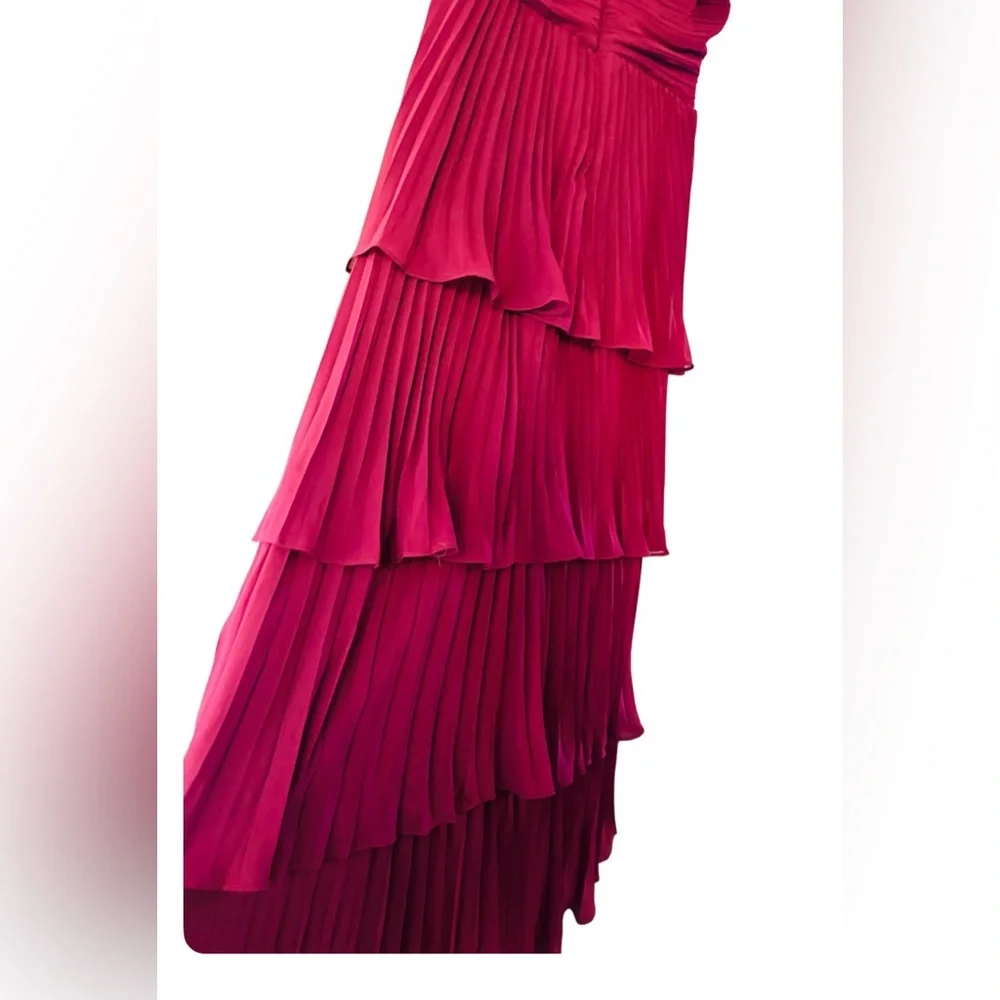 Lulus Tiered Ruffle Midi Dress Burgundy XL Wedding Guest Bridesmaid Formal Party - Picture 6 of 9